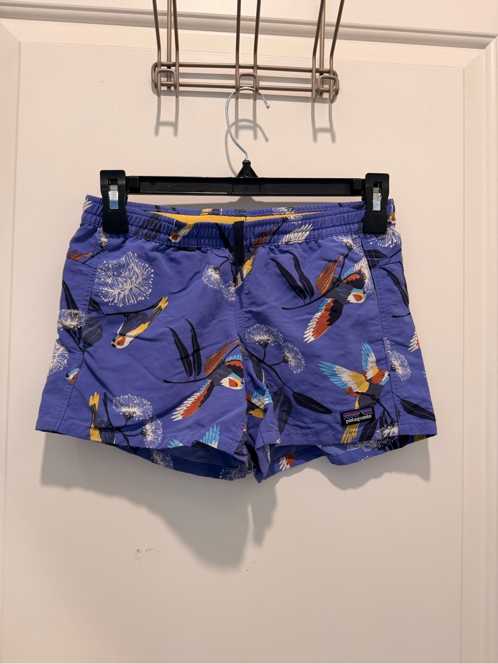 Patagonia Purple Bird Floral Print Baggies Shorts Size L